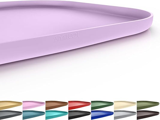 Silicone Pet Food Mat with Raised Edge for Food and Water Bowl, Dog Feeding Mats, Cat Food Trays for Floor Waterproof, Rubber Tray for Dogs and Cats, 22 x 14 x 0.8 Lavender
