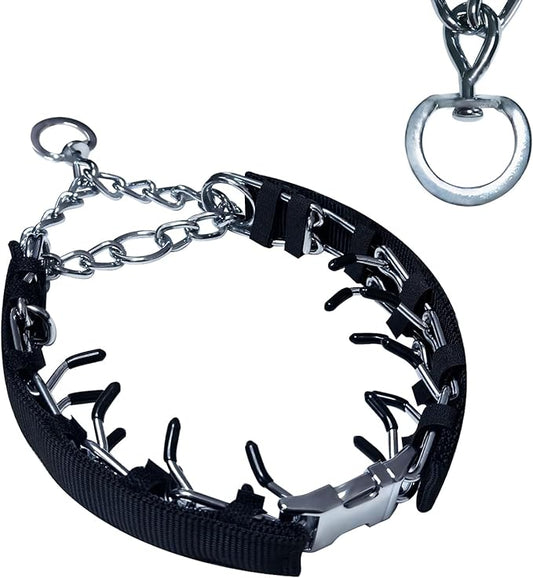 Prong Training Collar for Dogs, Rotating Ring Welding, Adjustable Dog Training Pinch Collar with Quick Release Buckle, for Small Medium Large Dogs