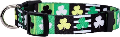 Native Pup St Patricks Dog Collar- Saint Patrick Green Shamrock Pet Collars- St. Patrick’s Lucky Irish- Cute Boy Girl Puppy Gift- Adjustable for Small, Medium, Large Breeds (Patterned Shamrock, Large)