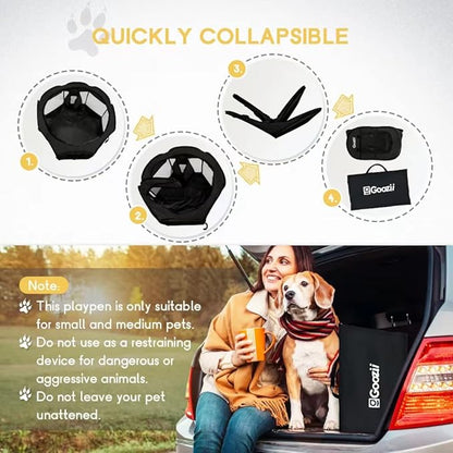 Puppy Playpen Indoor for Small Dogs, Portalble Pet Dog Play Pens Kennel Crate with Top Cover Floor Door Enclosed for Large Cats Animal as Dog Lovers (Black, Medium Size)