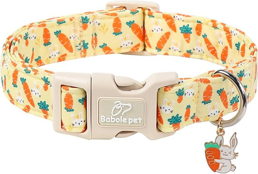 Easter Dog Collar for Small Dogs - Cute Carrot Bunny Easter Collars for Boy Girl Dogs, Lightweight Adjustable Yellow Cartoon Holiday Dog Collar S