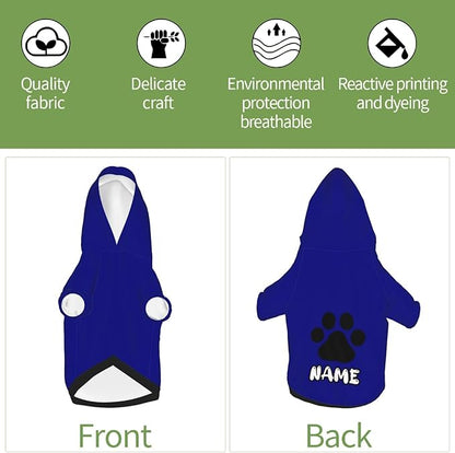 Custom Dog Hoodie Soft & Warm Design Your Own Personalized Photo Text Logo Name Dog Clothes for Puppy Sweatshirt Hooded for Small Medium Large Dogs Girl/Boy Cats Deepblue