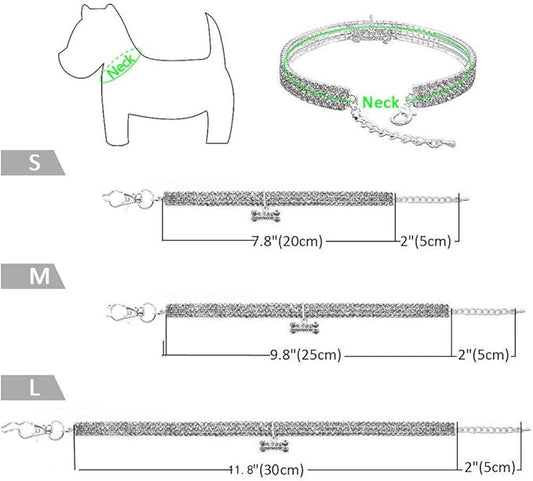 Pet Collar with Diamonds, Adjustable Crystal Diamond Elastic Heart Claw Pendant Wedding cat and Dog Small pet Necklace Jewelry