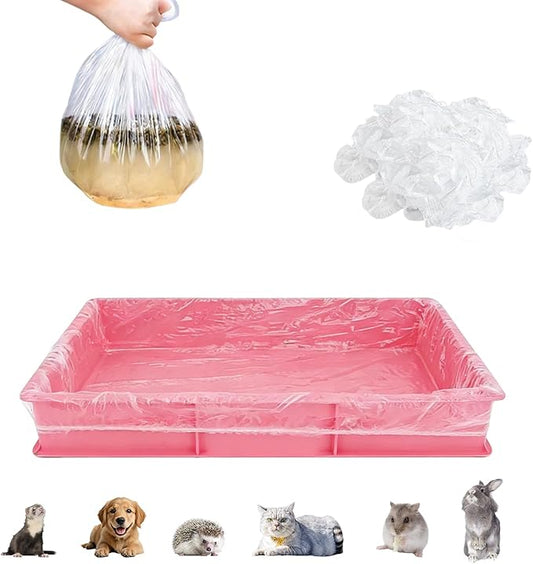 Disposable Cage Liners 50PCS, Plastic Litter Liner Bag for Cage, Cage Toilet Film Cover Litter Liner Bags for Small Animals as Guinea Pig, Hamster, Hedgehog, Bunny, Bird, Rabbit (S(23.6 * 31.5''))
