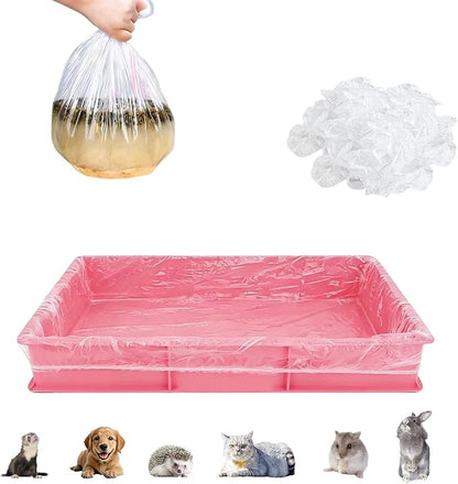 Disposable Cage Liners 50PCS, Plastic Litter Liner Bag for Cage, Cage Toilet Film Cover Litter Liner Bags for Small Animals as Guinea Pig, Hamster, Hedgehog, Bunny, Bird, Rabbit (L(47.2 * 47.2''))