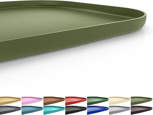 Silicone Pet Feeding Mat with Raised Edge for Food and Water, Dog Bowl Mats, Cat Bowls Placemat with High Lip for Floor Waterproof, Rubber Tray for Cats and Dogs 24 x 16 x0.8 Light Olive Green
