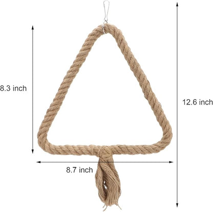 Bird Rope Swing Toy Parrot Climbing Perch Stand for Cockatiel Conure Cockatoo Parakeet Cage Hanging Decor (C: Triangle)