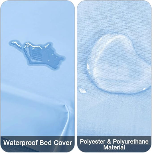 DUJUIKE Waterproof Bed Cover for Dog and Cats,Pet Hair Resistant Bed Sheet Cover, Protective Bed Liner Cover with 100% Waterproof Breathable Thin Fabric (Sky Blue, Queen 78 * 90 inch)