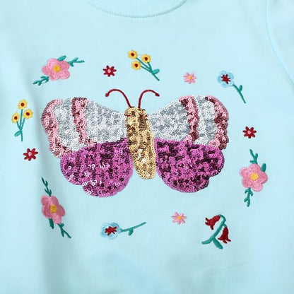Toddler Baby Girls Cotton Sweater, Long Sleeve Crewneck Sweatshirt Pullover Kids Warm Clothing for Fall Winter