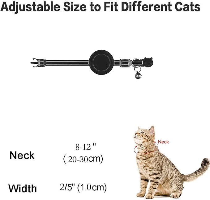 Airtag Cat Collar Breakaway, Safety Kitten Collar with Apple Airtag Holder, GPS Cat Collar with Bell, Lightweigh Tracker Cat Collars for Girl Boy Cats, Kittens and Puppies (red Moon)