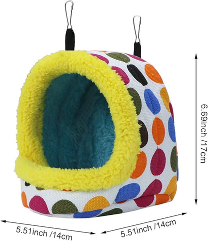 Litewoo Bird Hanging Hammock Winter Warm Parrot Nest House Bed Plush Snuggle Pet Cave Hammock Toy for Conure Lovebird Budgie Parakeet Cockatiel Cage Accessory (Medium)