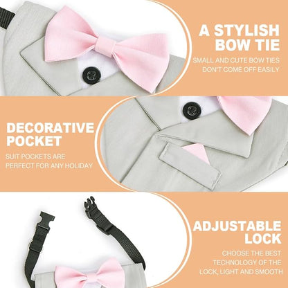Tuxedo Dog Collar for Wedding Engagement and Birthday,Adjustable Formal Dog Bandanas Collar with Bow Outfit,Suitable for Small Medium Large Dog