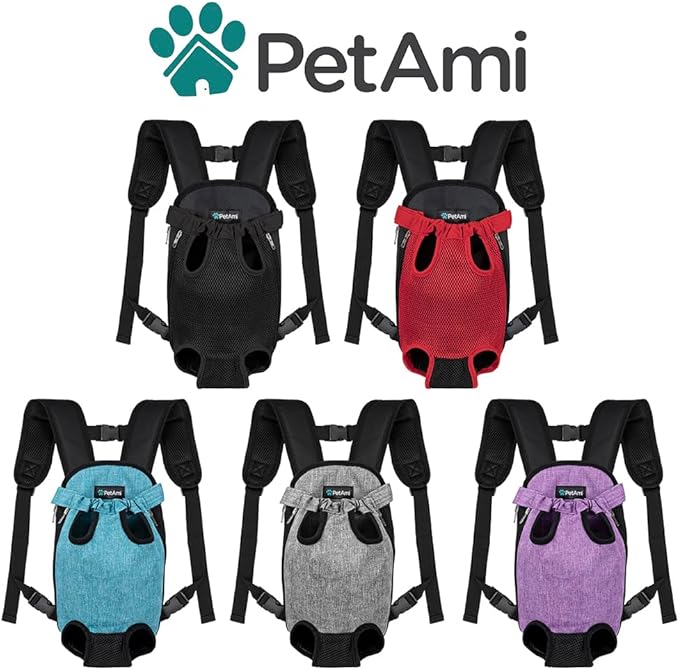 PetAmi Dog Carrier Backpack, Adjustable Dog Pet Cat Front Carrier Backpack | Ventilated Dog Chest Carrier for Hiking Camping Travel, Sling Bag for Small Medium Dog Cat Puppies, Medium, 9-13 lbs, Red