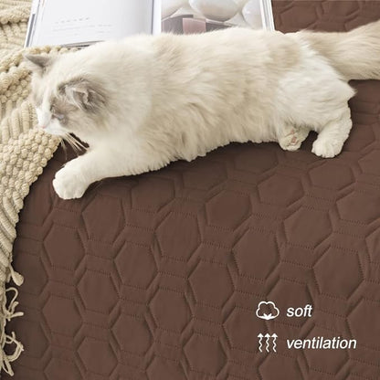 Waterproof and Anti-Slip Dog Bed Cover and Pet Blanket Sofa Pet Bed Mat ，car Incontinence Mattress Protectors Furniture Couch Cover for Most Cats Dogs, Pets（52x82-Chocolate）