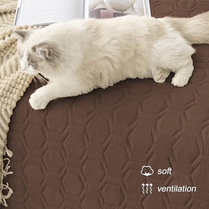 Waterproof and Anti-Slip Dog Bed Cover and Pet Blanket Sofa Pet Bed Mat ，car Incontinence Mattress Protectors Furniture Couch Cover for Most Cats Dogs, Pets（82x102-Chocolate）