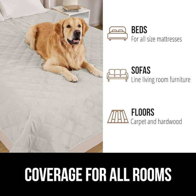 GORILLA GRIP Waterproof Couch Cover for Dogs, Gripped Slip Resistant Backing, Leak Proof Washable Dog Blanket Covers Sofa, Bed, Sectional, Crate, Car, RV Seats, Pet Puppy Essentials, 50x40 Light Taupe