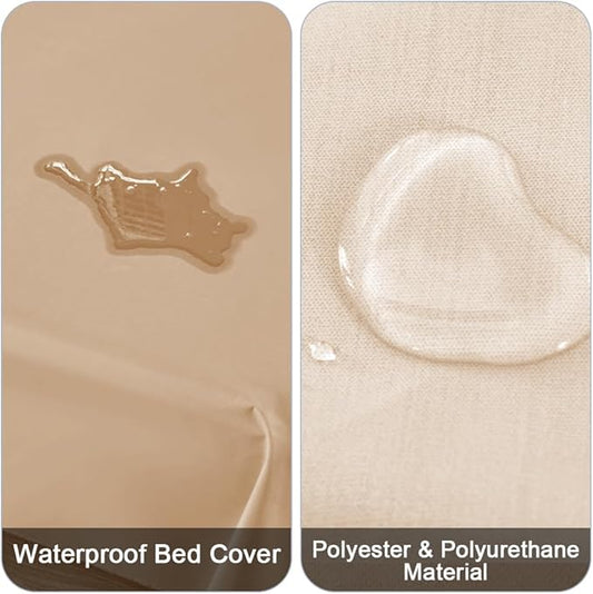 DUJUIKE Waterproof Bed Cover for Dog and Cats,Pet Hair Resistant Bed Sheet Cover, Protective Bed Liner Cover with 100% Waterproof Breathable Thin Fabric (Apricot Yellow, Queen 78 * 90 inch)