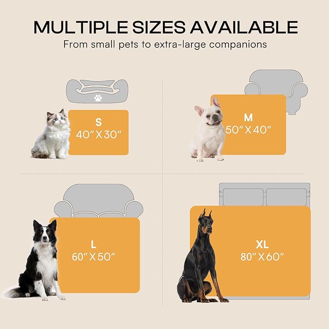 Luciphia Large Waterproof Dog Blanket Pet Washable Liquid Proof Furniture Protector Medium Shaggy Plush Calming Long Faux Fur Bed Cover for Couch Cat Blankets Kitten Doggy, Mist Grey, 40" x 50"