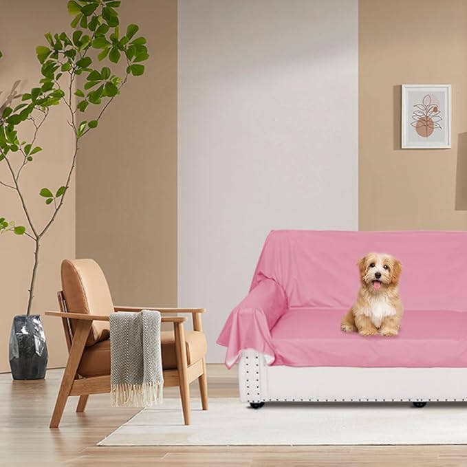 DUJUIKE Waterproof Bed Cover for Dog and Cats,Pet Hair Resistant Bed Sheet Cover, Protective Bed Liner Cover with 100% Waterproof Breathable Thin Fabric (Pink, King 98 * 90 inch)