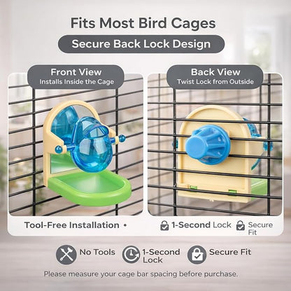 Small Pet Intelligence Growth Rotating Foraging Toy with Mirror for Birds,Budgies,Parakeets, Rats & Hamsters Chew-Proof Cage Feeder Slow Release & Self-Discovery Fun(1pc Random Color)