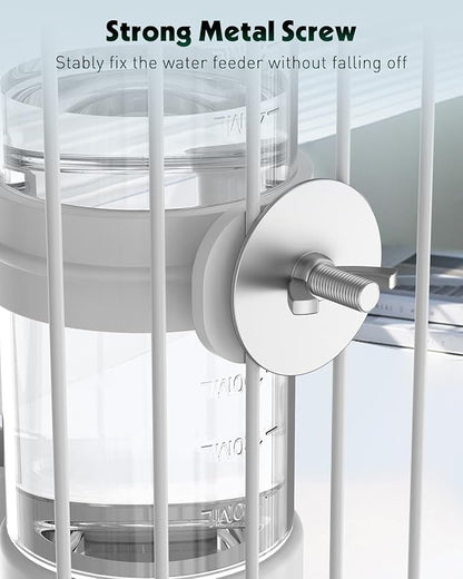 Pawfly 2 Pcs Bird Water Dispenser, Automatic Water Feeder, Plastic Cage Water Dispenser, White Parrot Waterer for Small Parakeet Cockatiel Budgie Lovebirds (Not Fit for Food Feeding)