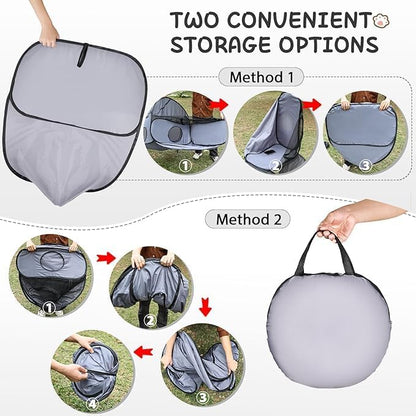 Dog Playpen with Surround Tunnel, Outdoor/Indoor Cat Playpen with Breathable Soft Sides，Tailtastic Cat Enclosure Tent for Small Animals, Portable Cat Tent with Carry Bag (Large)