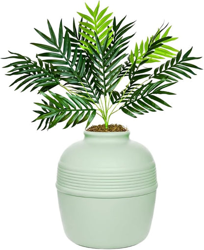 Good Pet Stuff Hidden Litter Box Planter, Decorative Cat Litter Enclosure with Carbon Filter, Artificial Plant, Easy Clean, Removable Liner, Round Style, Essentials Kit, Sage Green
