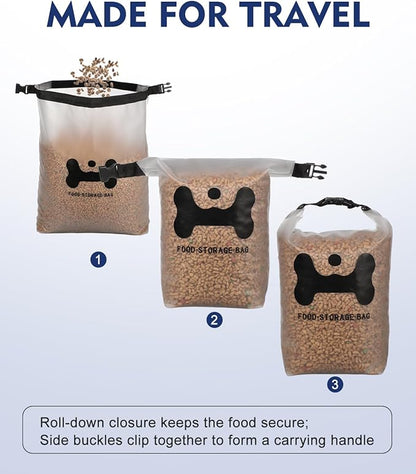 ANVS Silicone Pet Food Storage Bag,40-Cup Dog Food Travel Bag with 2PCS Collapsible Bowls, Perfect for Camping Trip, Dog Boarding, Weekend Getaways and Travel