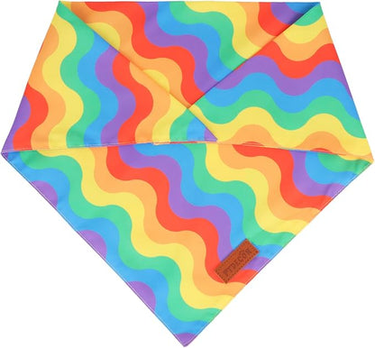 PTDECOR Rainbow Dog Bandanas Pride Day Dog Scarf Reversible Triangle LGBT+ Rainbow Bandanas for Extra Large Dogs Pets (Pride, X-Large)