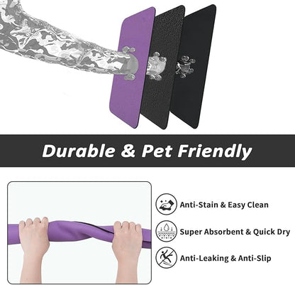 Dog Food Mat - Absorbent Cat Mat for Food and Water, No Stains Pet Feeding Bowl Mat, Easy to Clean Pet Placemats, Quick Dry Dog Water Dispenser Mat for Messy Drinkers | Purple 16"x 24"