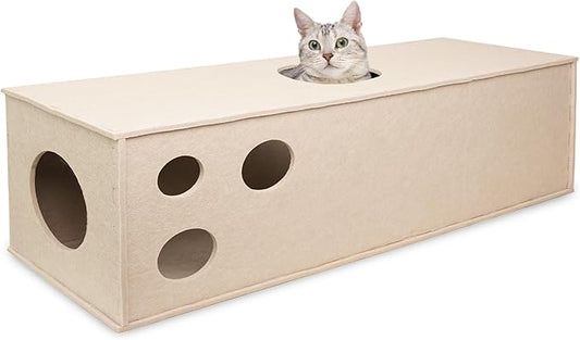 PETKARAY Cat Tunnel, Original Cat Hideaway Cave for Indoor Cats, Large Kitten Play Tubes and Tunnels, Soft Felt Cat Toy with Interactive Peek Hole