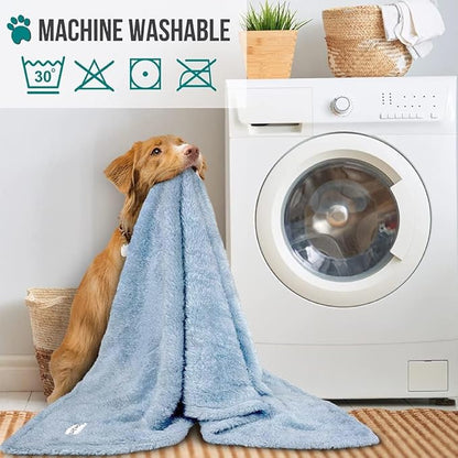 PetAmi Dog & Cat Blanket - Fluffy Soft, Sherpa Fleece, Calming, Washable, Blue, Medium 29x40