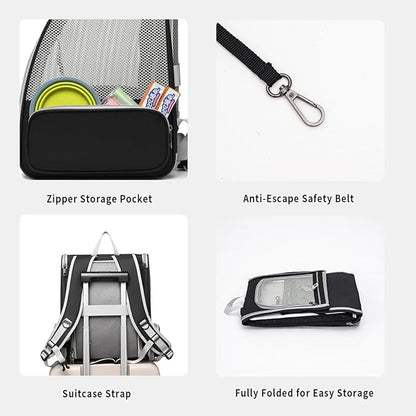 Cat Backpack，Expandable Cat Carrier Backpack, Dog Backpack Carrier and Pet Carrier Backpack, Suitable for Cats, Kittens or Small Dogs, Travel Friendly Puppy Cats Bag (Black)