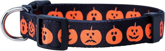 Native Pup Halloween Dog Collar- Spooky Fall Themed Horror Costume Collars- Skull, Pumpkin, Ghost, Bat, Witch, Candy Corn, Spider- Adjustable for Small, Medium, Large Breeds (Large, Big Pumpkins)