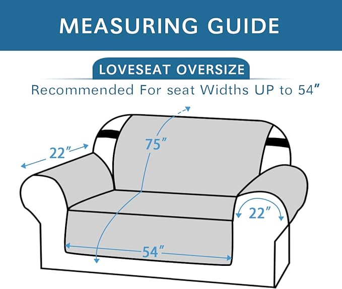 H.VERSAILTEX Reversible Loveseat Cover Furniture Protector Anti-Slip Water Resistant 2" Elastic Straps Couch Covers Pets Kids Fit Sitting Width Up to 54"(Oversized Loveseat: 75" x 98", Brown/Beige)
