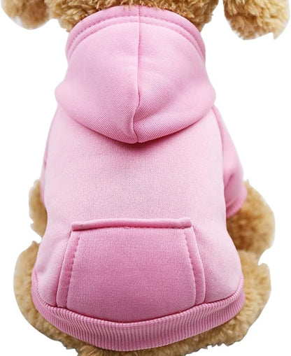 Jecikelon Winter Dog Hoodie Sweatshirts with Pockets Warm Dog Clothes for Small Dogs Chihuahua Coat Clothing Puppy Cat Custume (Pink, Small)