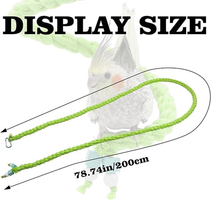 Spiral Rope Perch & Swing - Bird Cage Stand Pole Accessory - Climbing Toy for Parakeets, Budgies, Lovebirds & Cockatiels