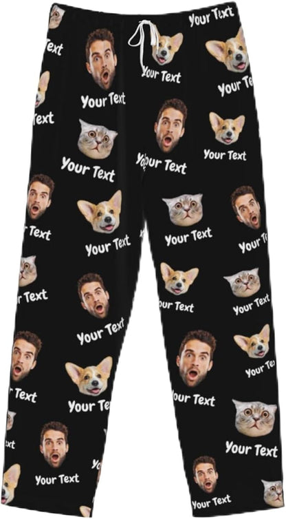 Custom Pajamas Pants Plaid Personalized Funny PJ Pant Design with Face Pajama for Men Women Dog Pet