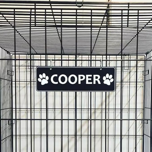 Personalized Kennel Name Plate Dog Paw Crate Pet Tag Doghouse Sign