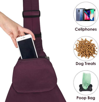 SlowTon Dog Carrier Sling - Thick Padded Shoulder Strap Adjustable Dog Carriers for Small Dogs, Puppy Carrier Purse for Pet Cat with Front Zipper Pocket Safety Belt Machine Washable, WR, M
