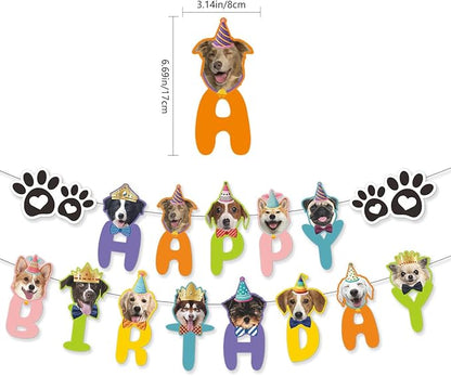 Dog Birthday Decorations,Puppy Birthday Party Outfits, Birthday Hat,Bow Tie,Bandana,Happy Birthday Banner,Pet Theme Suit Apparel & Accessories for Boy Golden Doodle Teddy Husky Labrador(4PCS Blue)
