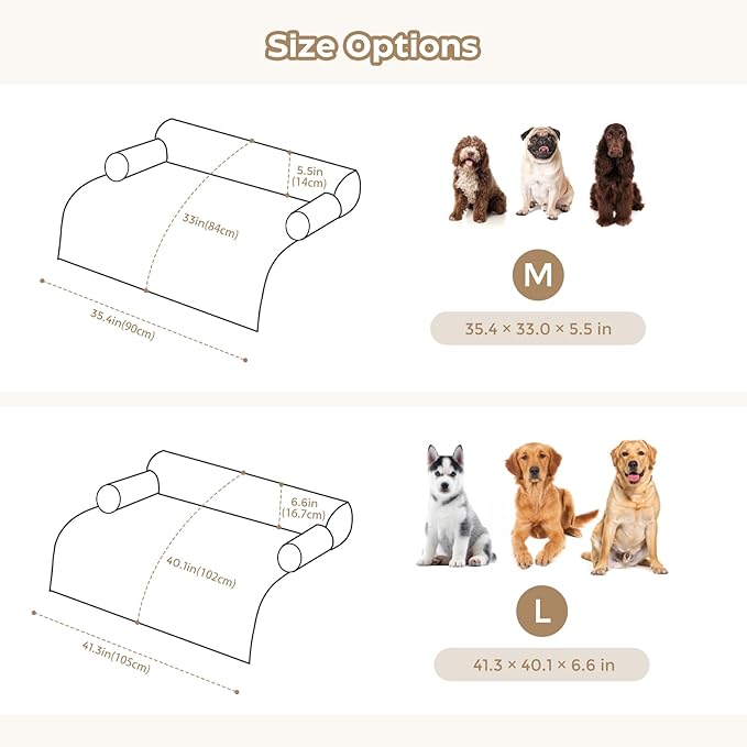 Avont Dog Bed Mat for Couch, Warm Fluffy Calming Sofa Topper Furniture Protector for Small Medium Large Dogs Cats with Removable Washable Cover -Brown(L)