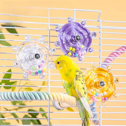 Parakeet Toys,Bird Training Foraging Toys for Parrots,Wheel Spinner Quaker Parrot Toys,Interactive Educational Training Conures,Budgie Toys,Cockatiel Toys,Lovebird Toys,Sun Conure Toys (Pink)