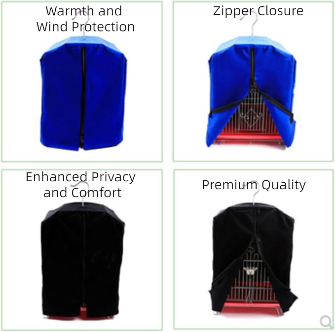 MANON ROSA Bird Cage Cover Birdcage Curtain - Enhanced Privacy Safety Comfort for Parrots Cockatiels Lovebirds Budgerigar Finch Canary Parakeet (L(14.2" L x 13.4" W x 20.5" H),Black)