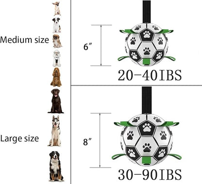 Dog Toys Soccer Ball, Interactive Dog Toys for Tug of War, Puppy Birthday Gifts, Tug Toy, Water Toy, World Cup Durable Balls for Medium & Large Dogs（8 INCH