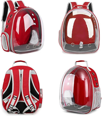 Pet Backpack Carrier,Bubble Backpack Cat Carrier,Pets and Small Dogs,Space Capsule Pet Carrier for Traveling, Walking, Hiking and Outdoor Activities (Red)