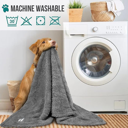 PetAmi Dog Blanket for Large Dogs Grey, Fluffy Soft Sherpa Fleece for Puppy, Kitten, Cat, Calming Pet Throw for Bed, Washable Sofa Couch Cover, X-Large 60x80