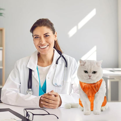 Avont Cat Recovery Suit - Kitten Onesie for Cats After Surgery, Cone of Shame Alternative Surgical Spay Suit for Female Cat, Post-Surgery or Skin Diseases Protection -Tie-dye Orange(S)