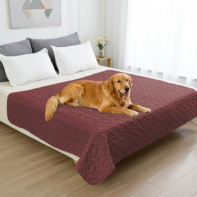 Ameritex Pet Bed Cover Dog Bed Blanket for Sofa and Furniture Waterproof New Pattern Design (68x82 Inch, Burgundy)