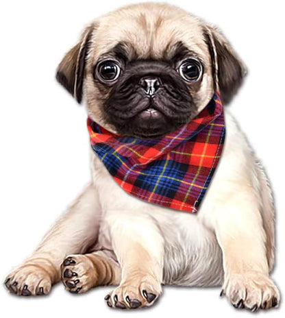 15pcs Dog Bandanas, Dog Scarf Kerchief Bibs Washable Girl Boy Dogs Bandanas Set Cotton Checkered Pet Bandana Outdoor Fall Accessories for Small Dogs Cat Pet